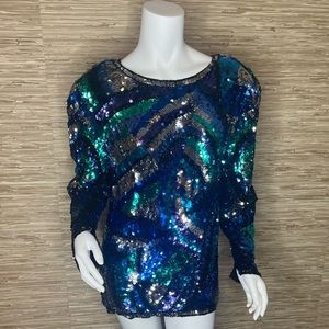 Stunning vintage 80s beaded and sequin top